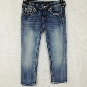 Vigoss Womens Jeans Capri Heritage Blue Denim Stone Wash Flap Pocket ‎ Jeweled 4